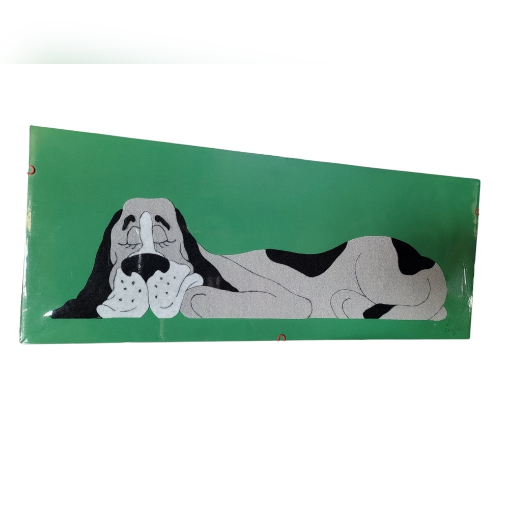 Sleeping Hound Dog Felt Art